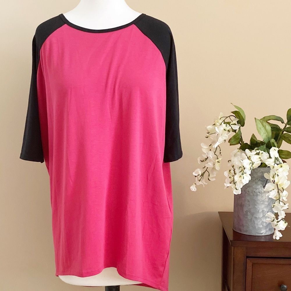LuLaRoe Oversized Pink Black Shirt